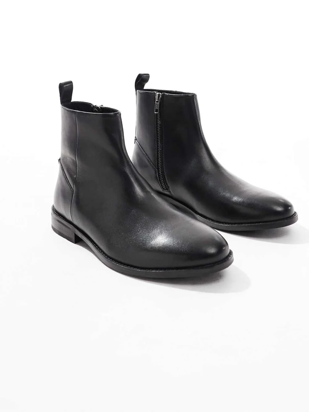 ASOS Black Leather Chukka Zip Boots